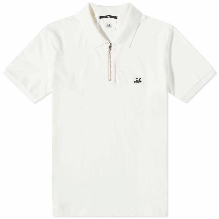 Photo: C.P. Company Men's Zipped Polo Shirt in Gauze White