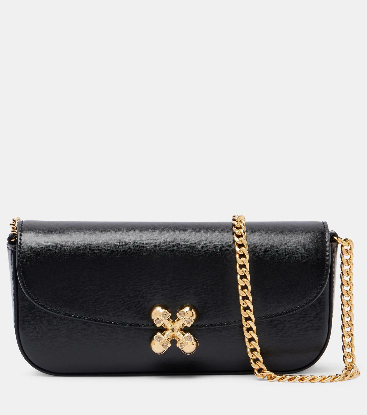 McQueen Skull Flower leather shoulder bag