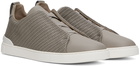 ZEGNA Gray Triple Stitch Sneakers