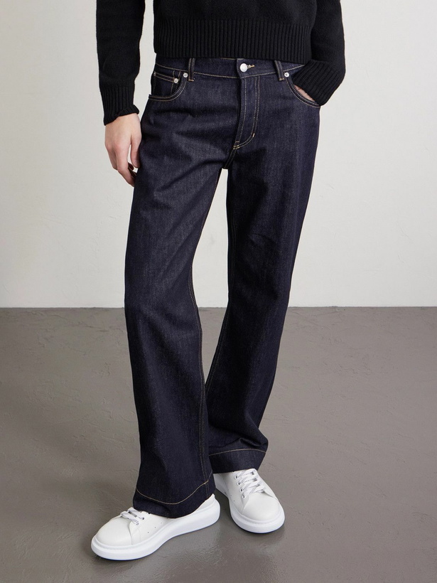 Photo: McQueen - Exaggerated-Sole Leather Sneakers - White