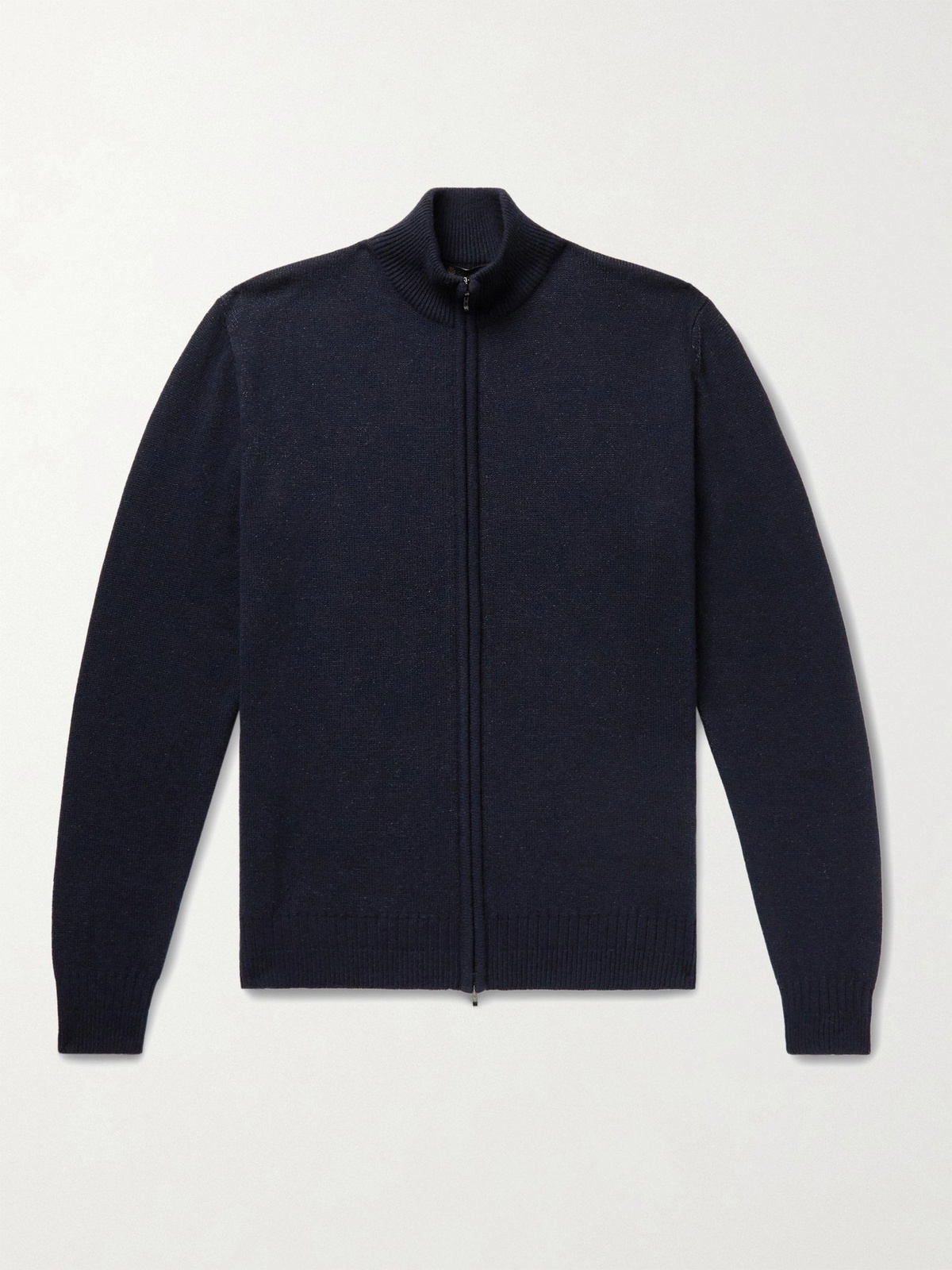 LORO PIANA - Mélange Baby Cashmere and Silk-Blend Zip-Up Cardigan 