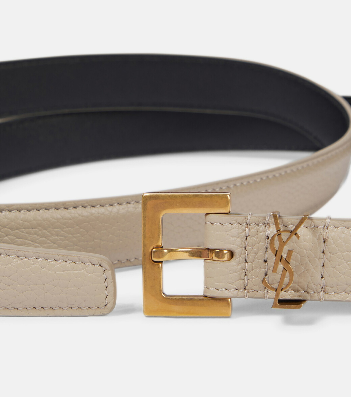 【SAINT LAURENT】2CM Monogram Leather Belt/関税+全国送料込み SAINT LAURENT - 2cm Logo-Embellished Leather Belt - Black