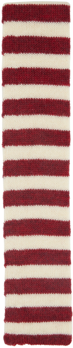 Molly Goddard Red & Off-White Striped Scarf