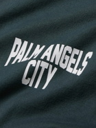 Palm Angels - City Logo-Print Washed Cotton-Jersey T-Shirt - Gray