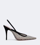 Amina Muaddi Felicia embellished mesh slingback pumps