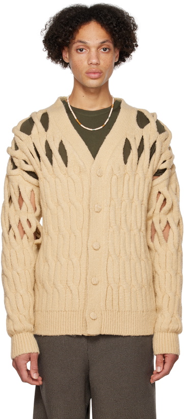 Photo: Isa Boulder SSENSE Exclusive Beige Basket Cardigan