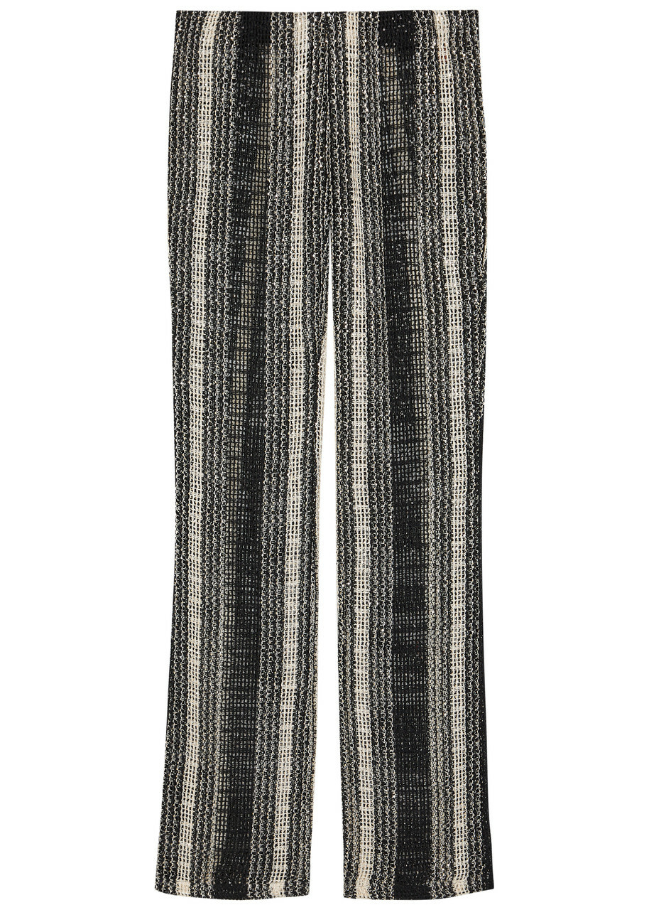 Missoni Striped Slim-leg Open-knit Beach Trousers White And Black