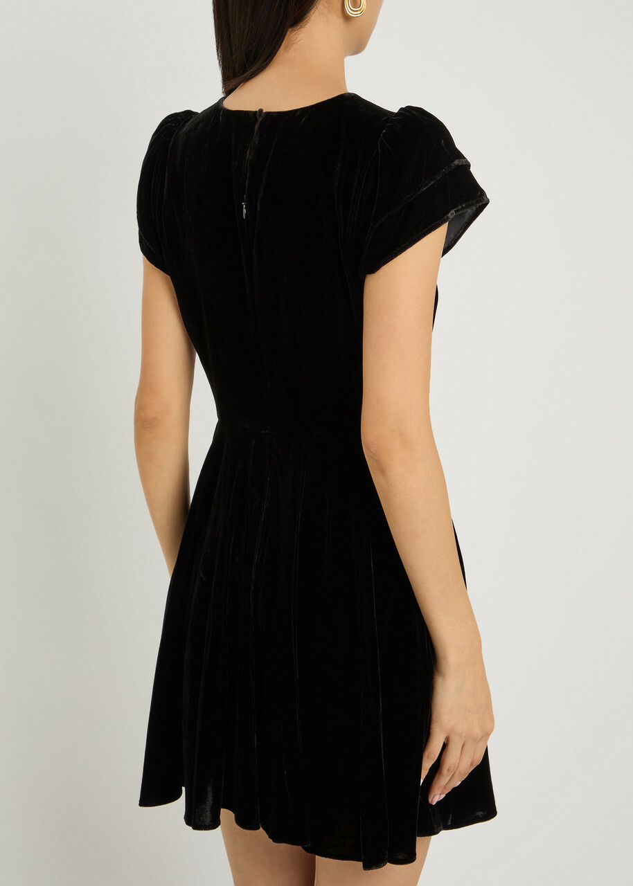Paige Khai Velour Mini Dress Black
