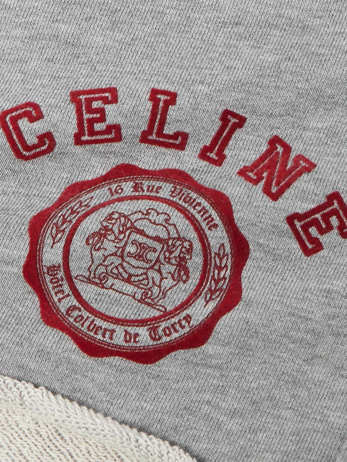 CELINE - Straight-Leg Logo-Flocked Cotton-Jersey Drawstring Shorts - Gray