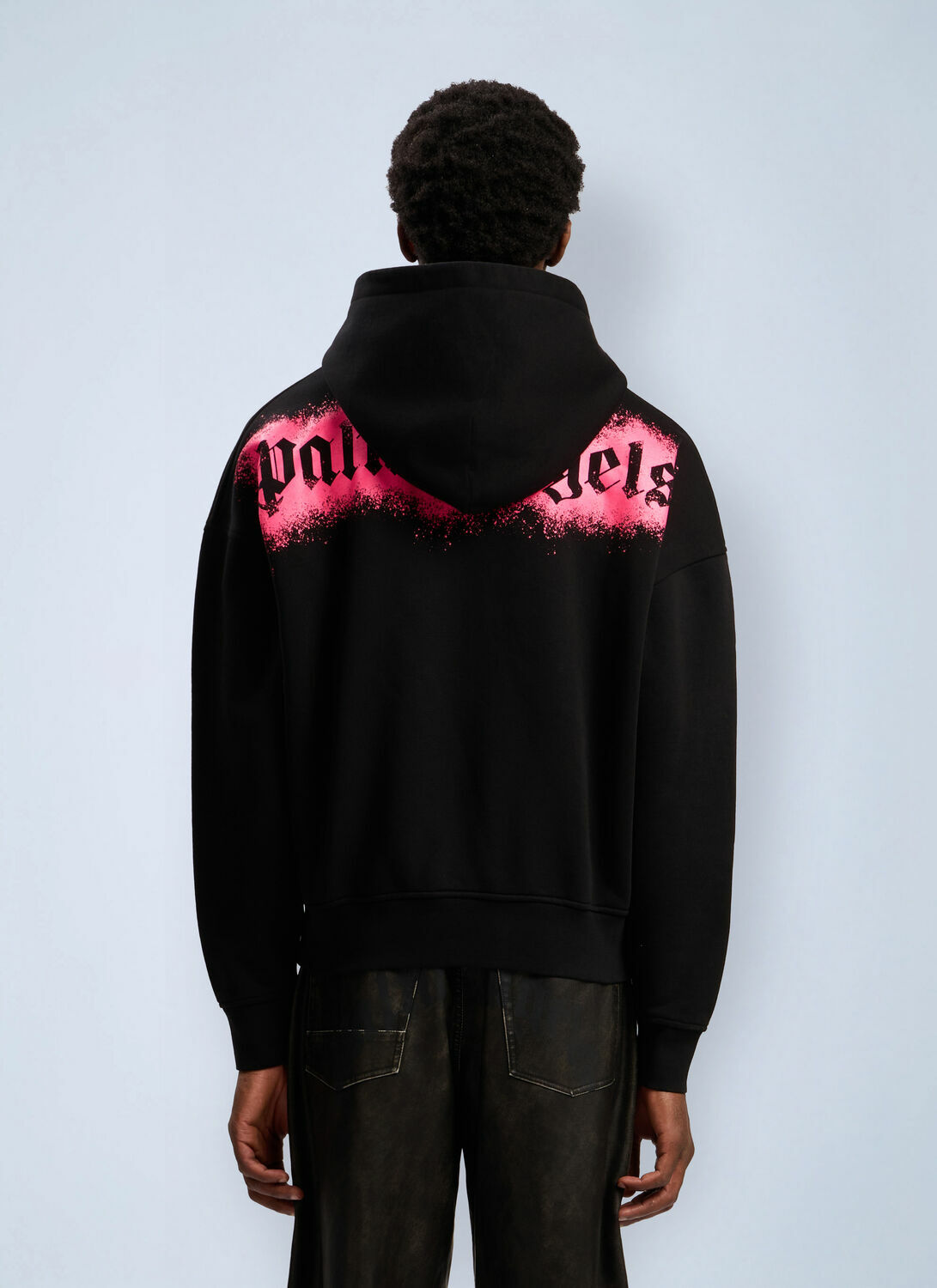Palm Angels Spray Bear Loose Hooded Sweatshirt