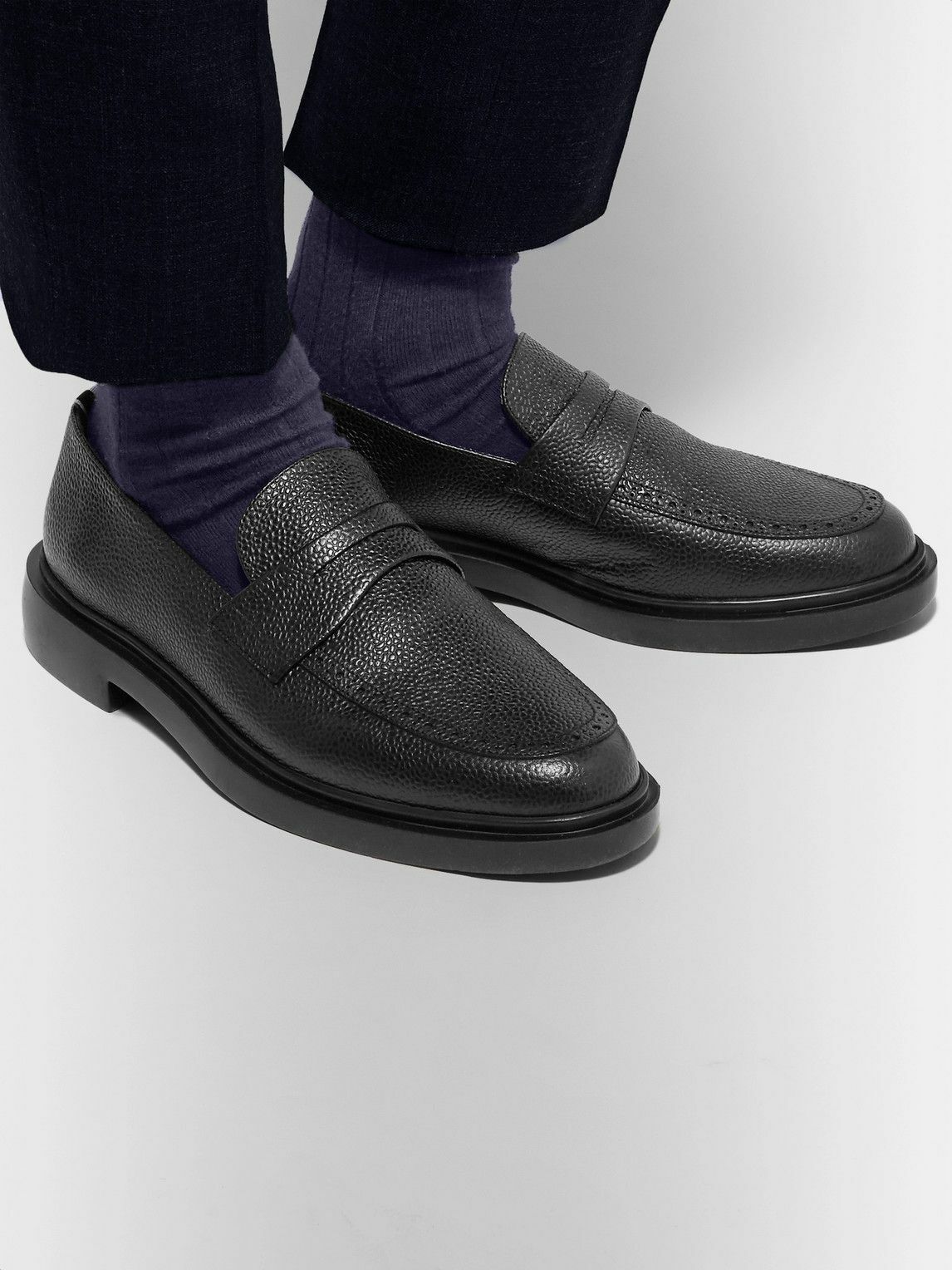 Thom Browne - Pebble-Grain Leather Penny Loafers - Black