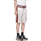 Dolce and Gabbana Off-White and Red Silk DG Shorts