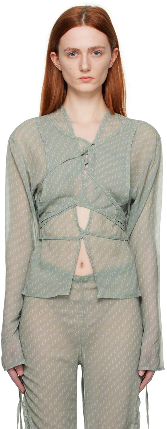 Jade Cropper Green Layered Long Sleeve T-Shirt