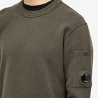 C.P. Company Men's Lens Lambswool Crew Knit in Olive Night