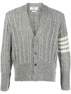 THOM BROWNE - 4-bar Cable Knit Wool Cardigan