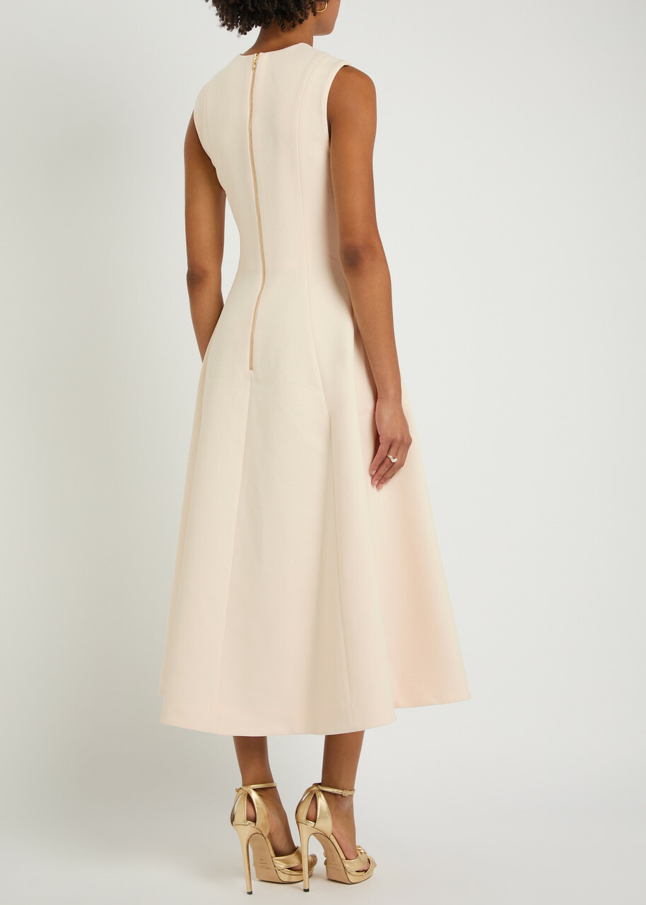 Rebecca Vallance Freja Cut-out Crepe Midi Dress Cream