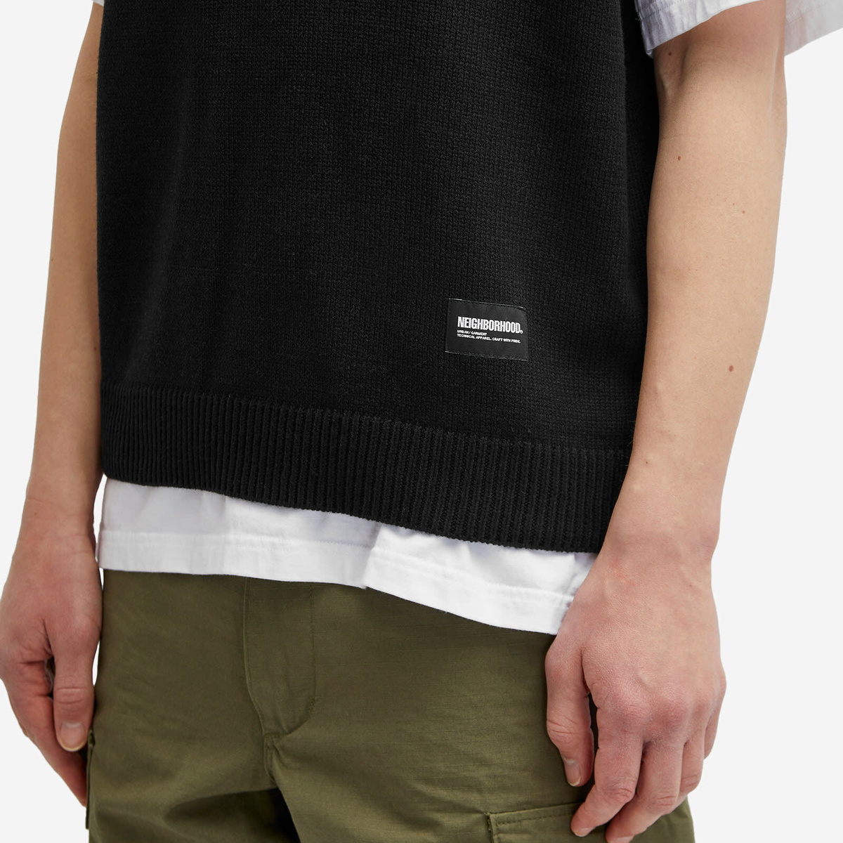 Neighborhood Men's Plain Knitted Vest in Black
