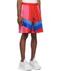 Dsquared2 Red and Pink Nylon Zipper Shorts
