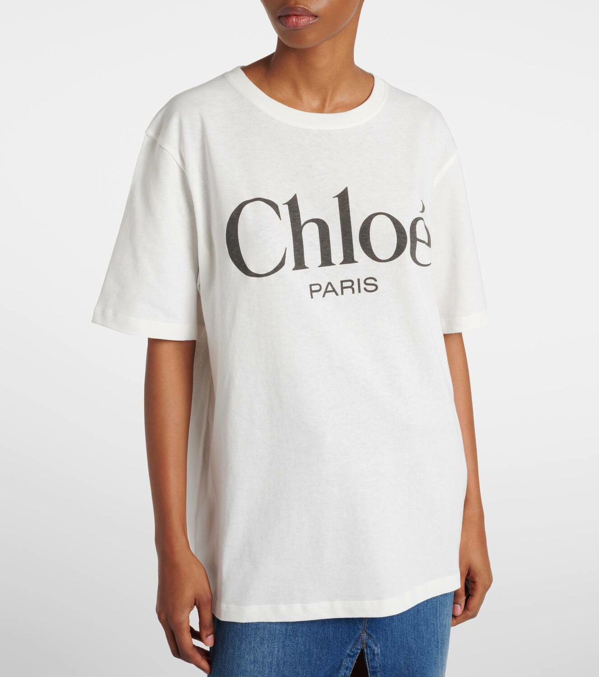 Tシャツ・カットソー CHLOE COTTON JERSEY T-SHIRT WITH LOGO PRINT Chloé Fitted Logo T Shirt In Cotton Mix Jersey | Chloé US