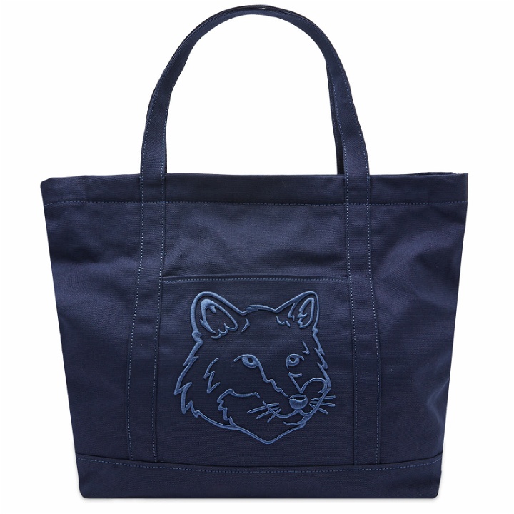 Photo: Maison Kitsuné Women's Fox Head Large Tote Bag in Ink Blue
