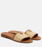 Prada Leather-trimmed raffia sandals