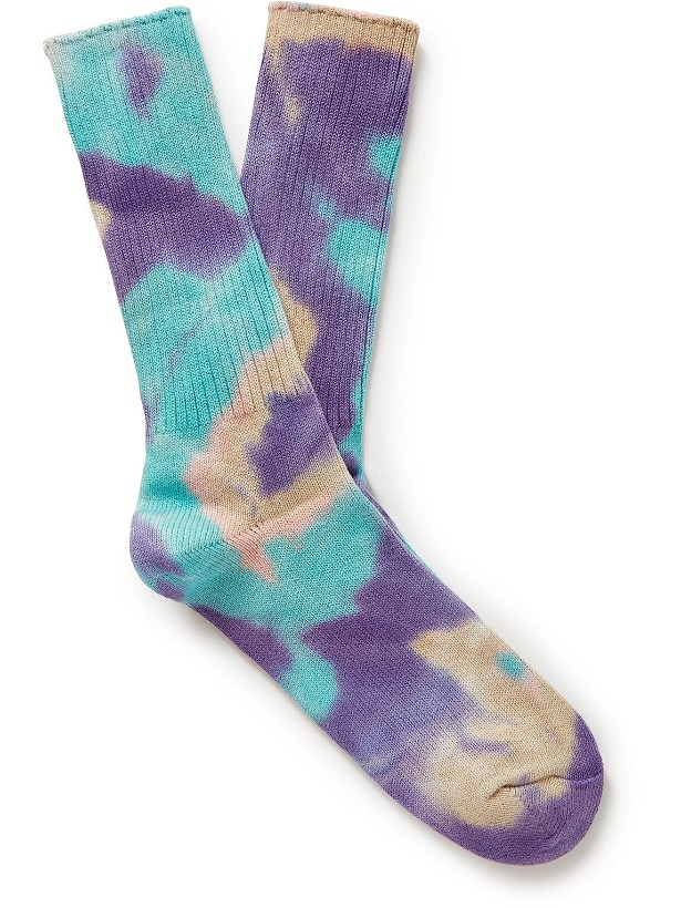 Photo: Anonymous ism - Ribbed Tie-Dyed Cotton-Blend Socks