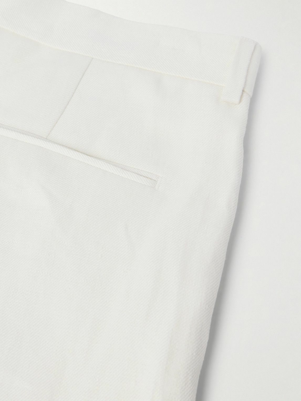 Zegna - Straight-Leg Pleated Linen-Twill Trousers - White