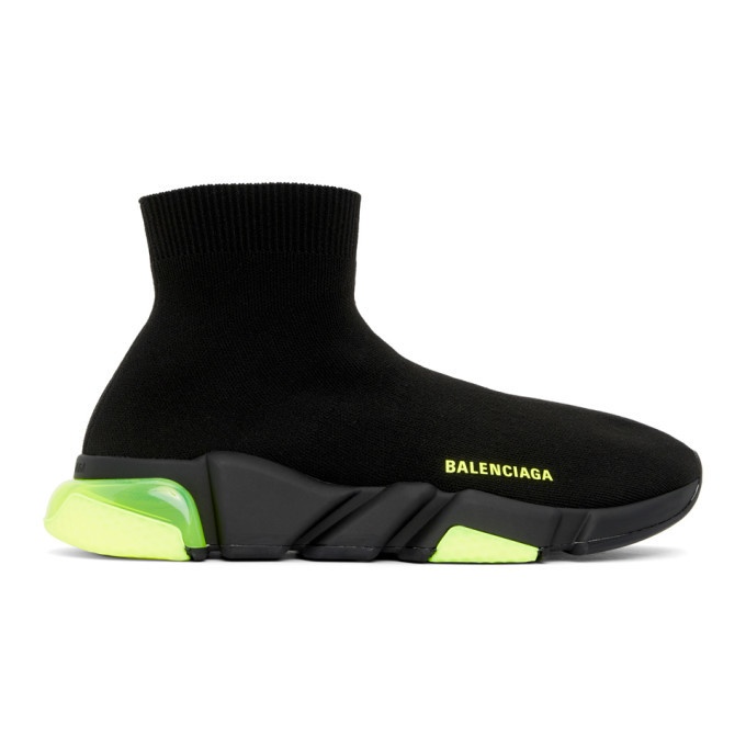 Photo: Balenciaga Black and Green Speed Sneakers