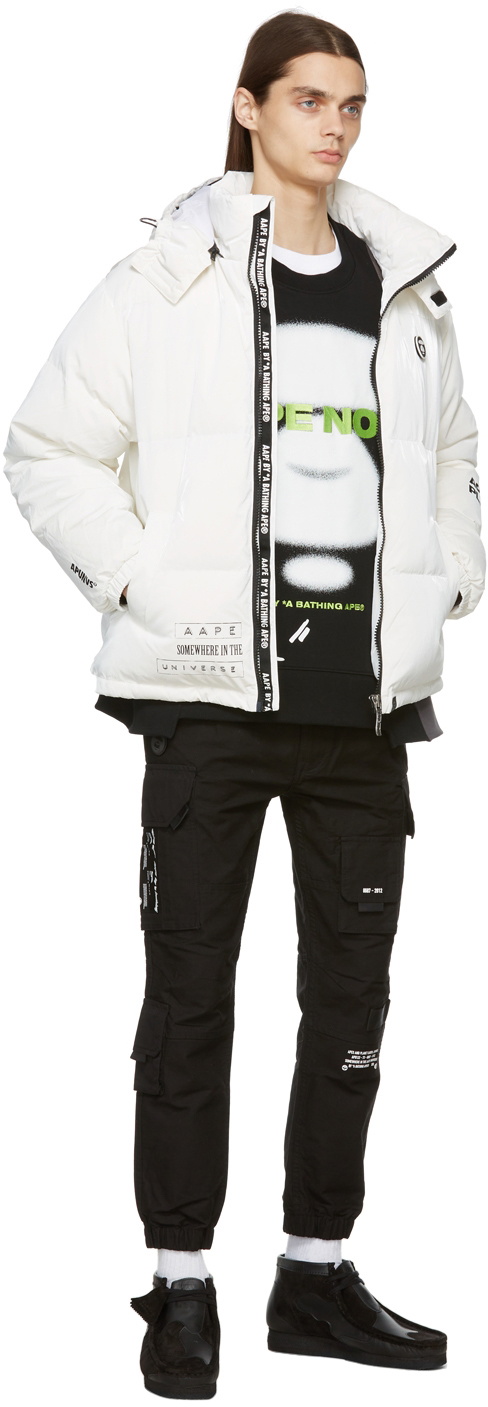 AAPE by A Bathing Ape Off-White Down Rubberized Jacket AAPE by A