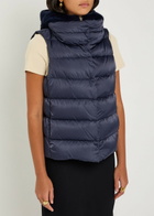 Herno Quilted Hooded Shell and Faux fur Gilet Blue