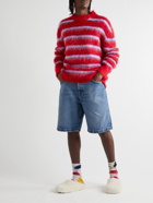 Marni - Oversized Brushed Striped Mohair-Blend Sweater - Red