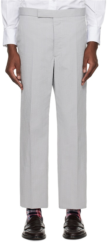 Photo: Thom Browne Gray Classic Backstrap Trousers