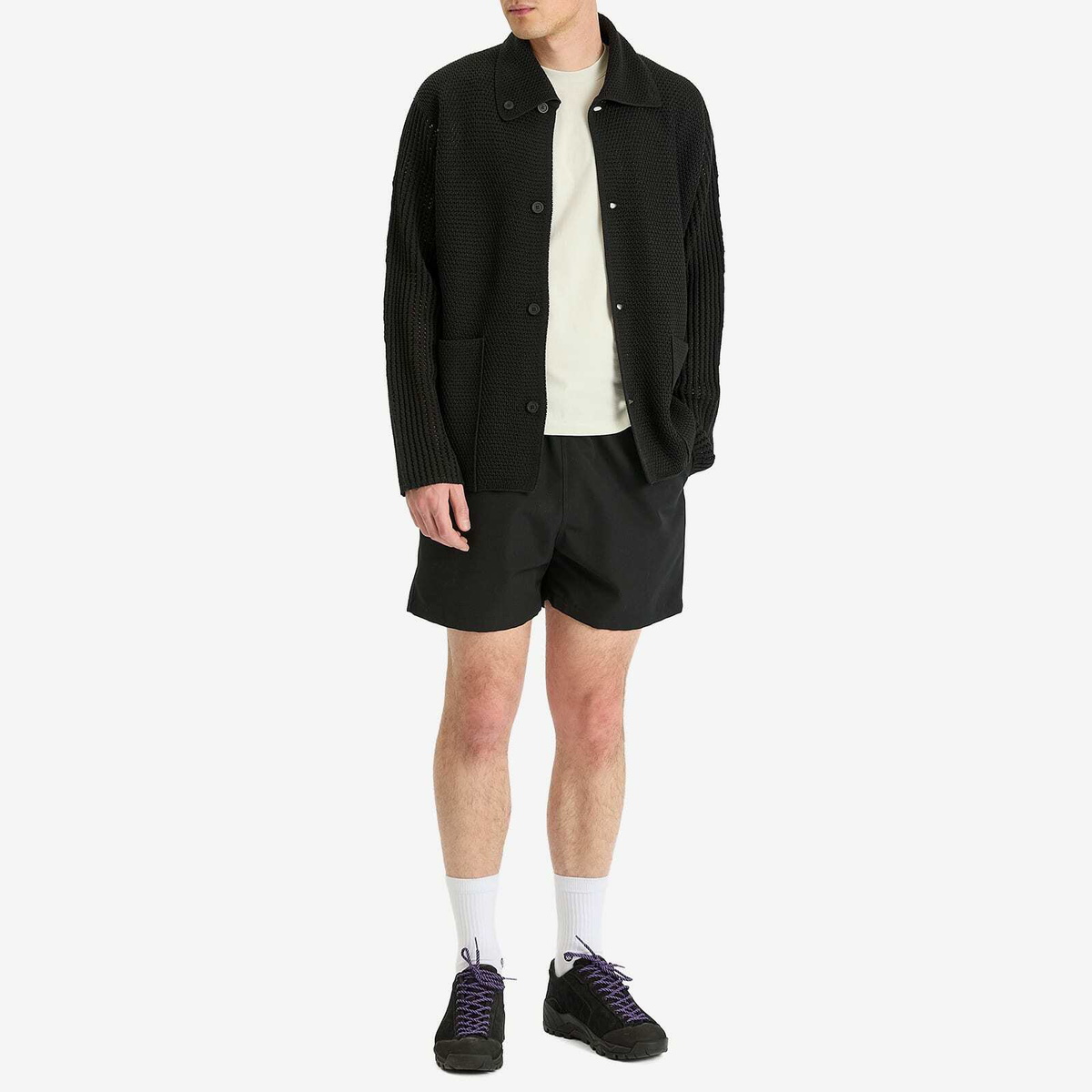 Auralee Men's Wool Max Canvas Shorts in Black Auralee