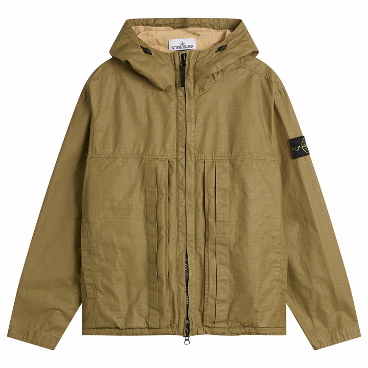 Photo: Stone Island Men's Double Coated Cotton Ripstop Short Parka Jacket in Military Green