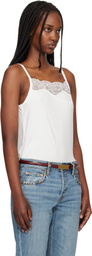 Re/Done Off-White Lace Ribbed Camisole