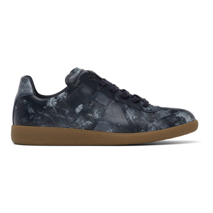 Photo: Maison Margiela Navy Painted Replica Sneakers