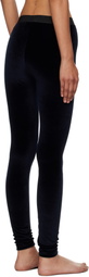TOM FORD Navy Lustrous Velour Signature Leggings