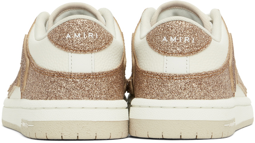 AMIRI White & Gold Shimmer Skel Top Low Sneakers