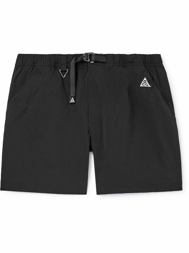 Photo: Nike - ACG Straight-Leg Belted Logo-Embroidered Shell Shorts - Black
