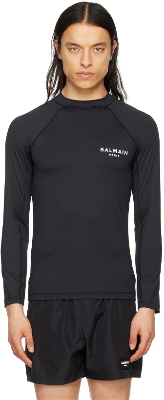 Photo: Balmain Black Raglan Long Sleeve T-Shirt