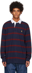 Polo Ralph Lauren Burgundy & Navy Rugby Long Sleeve Polo