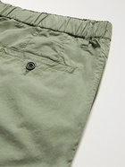 Hartford - Tanker Slim-Fit Tapered Pleated Cotton-Twill Drawstring Trousers - Green