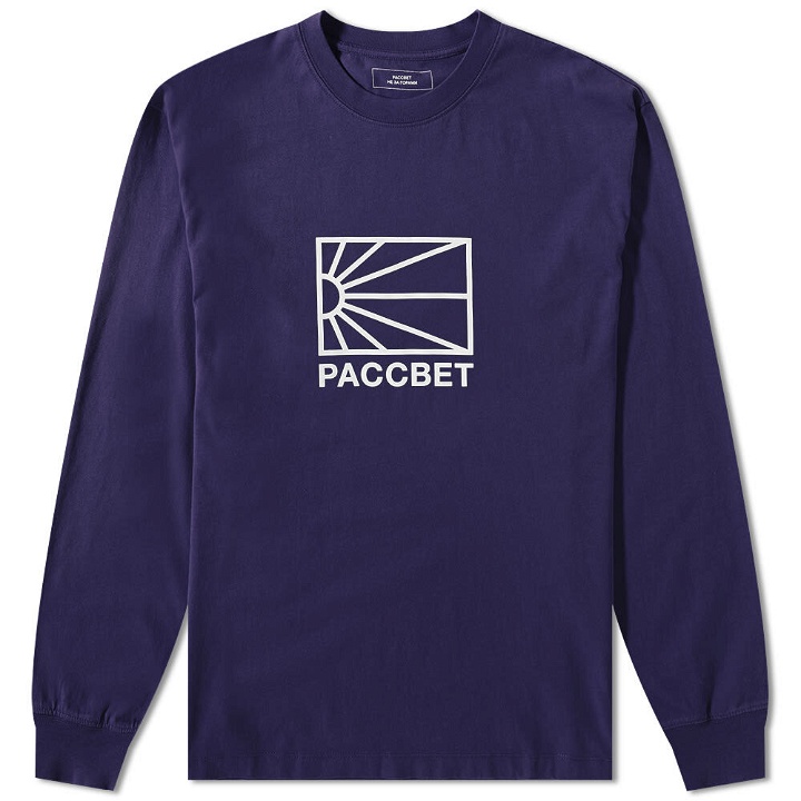 Photo: PACCBET Men's Long Sleeve Logo T-Shirt in Navy
