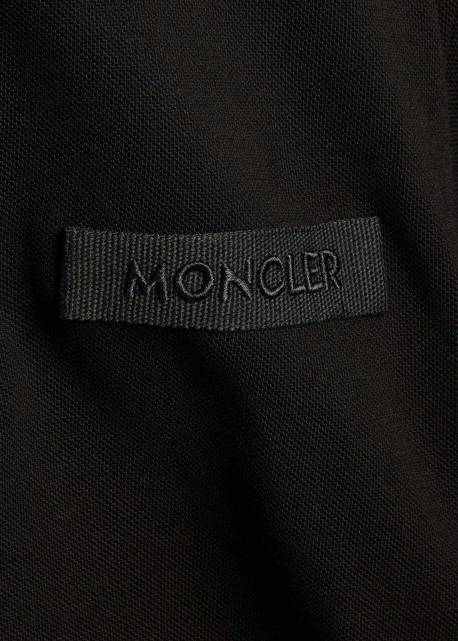 Moncler Logo-embroidered Piqué Cotton Polo Shirt Black