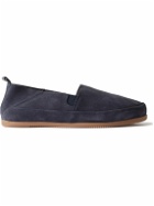 Mulo - Collapsible-Heel Suede Loafers - Blue