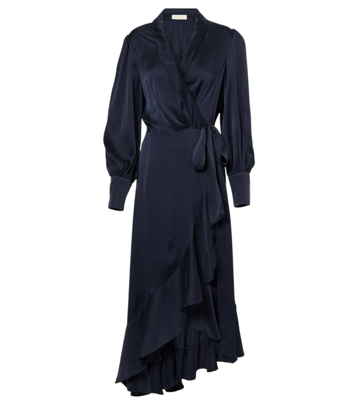 zimmermann ruffled silk satin wrap dress ZIMMERMANN Ruffled Silk-Satin Mini Wrap Dress