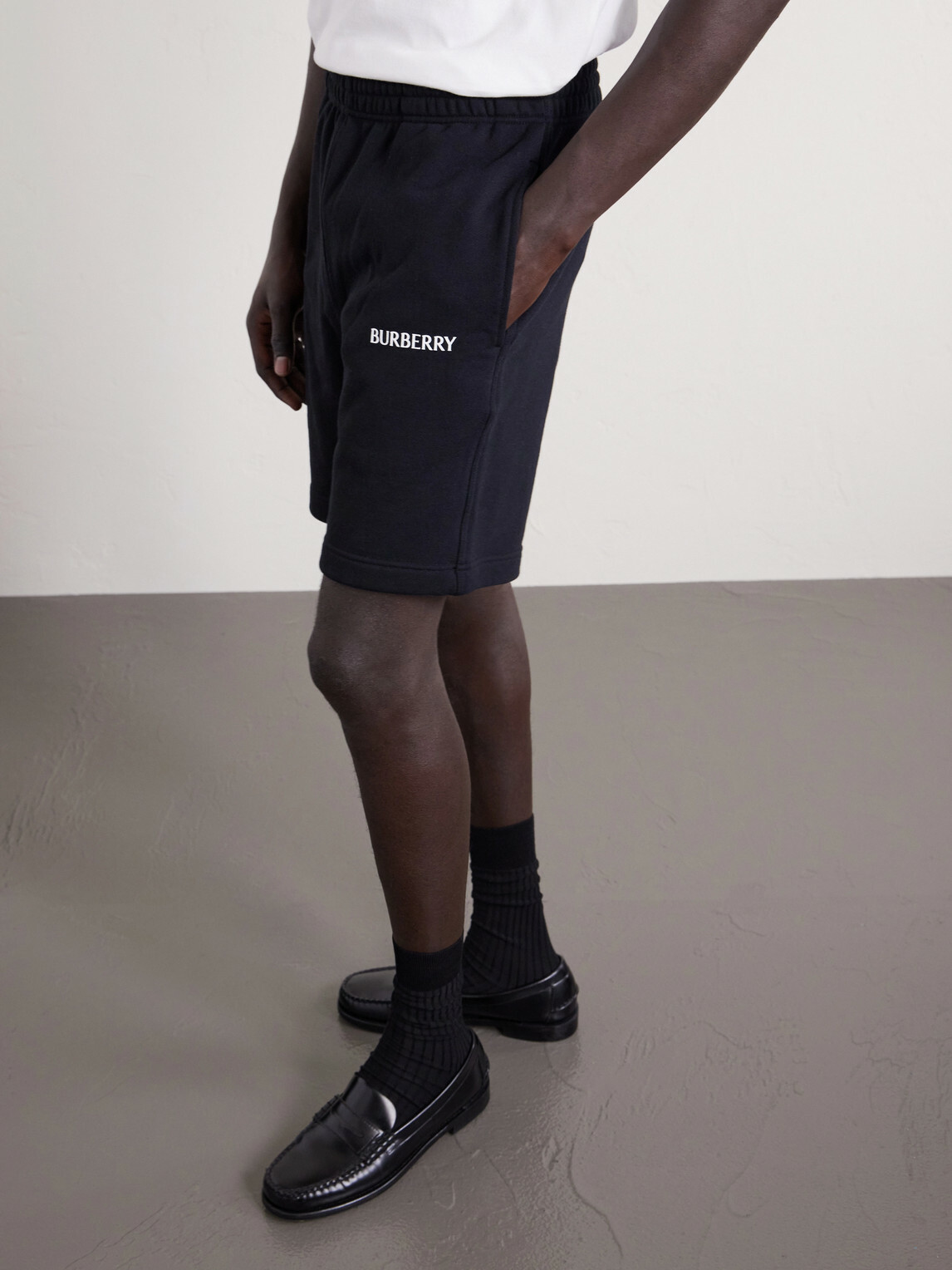 Burberry - Logo-Print Straight-Leg Cotton-Jersey Shorts - Black