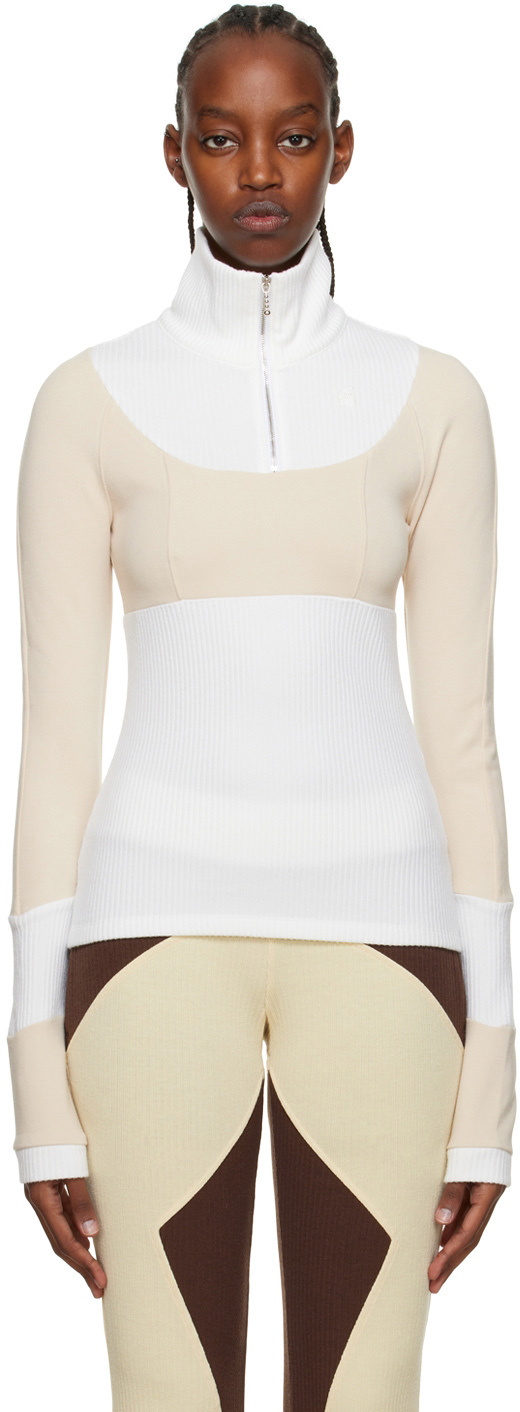 Kijun White & Beige Half-Zip Sweater Kijun