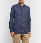 120% - Polka-Dot Embroidered Linen Shirt - Blue