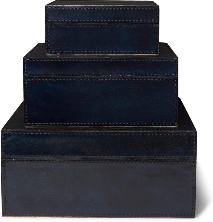 Photo: Ben Soleimani - Set of Three Leather Boxes - Blue